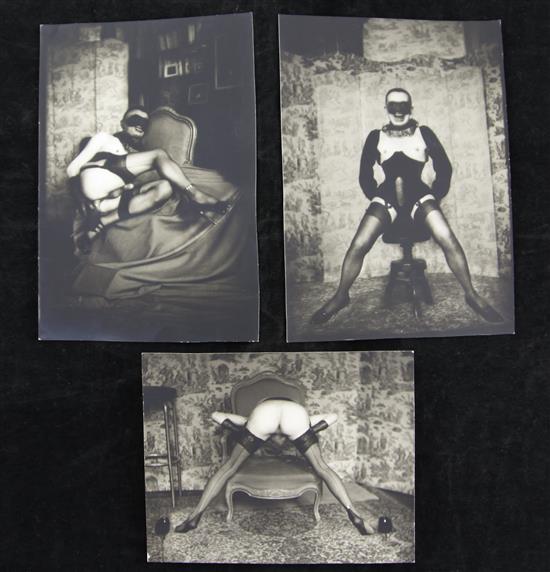 Pierre Molinier (1900-1976). Three photographic nude studies of the artist 4.4 x 5.4in. and 6.7 x 4.7in.